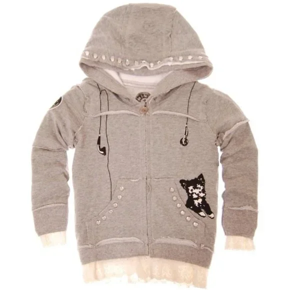 MINI SHATSU Puppy Lace Zip-Front Hoody
